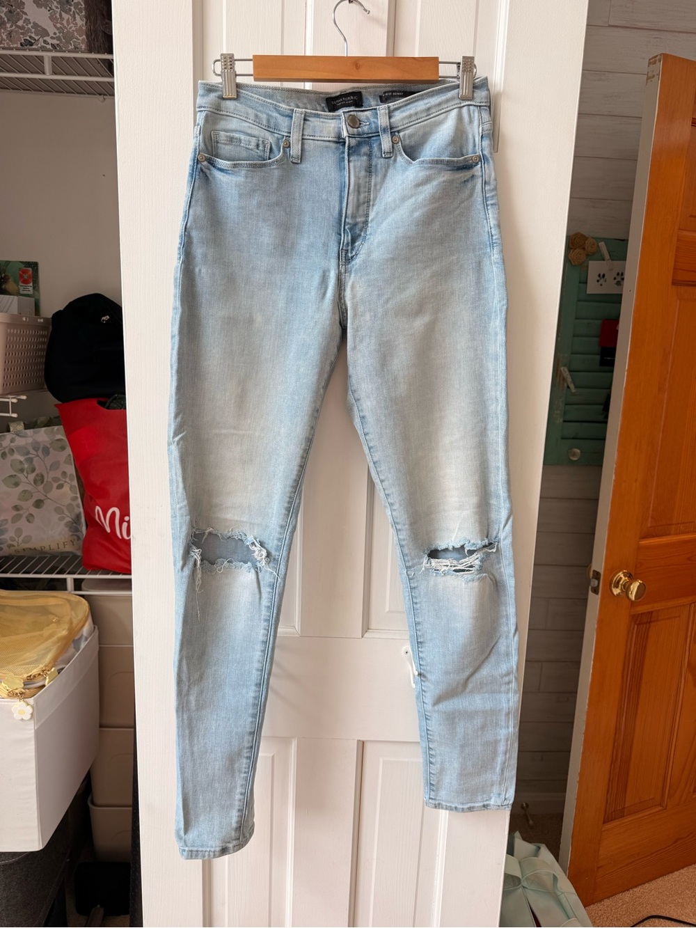 Banana Republic Light Blue Distressed Skinny Jeans
